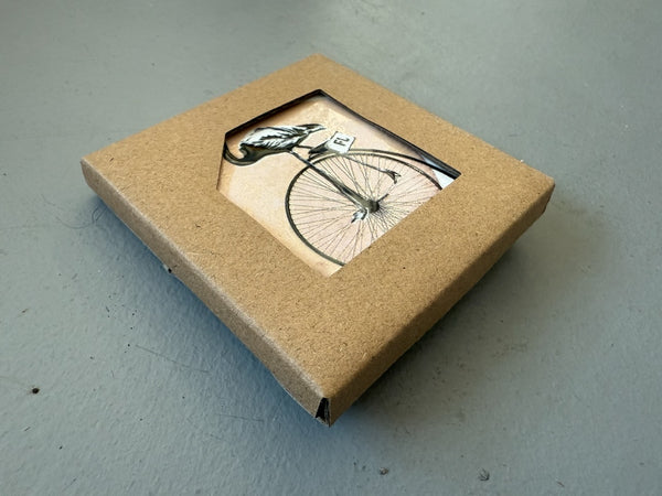 Flamingo Riding Bike Ceramic Fridge Magnet