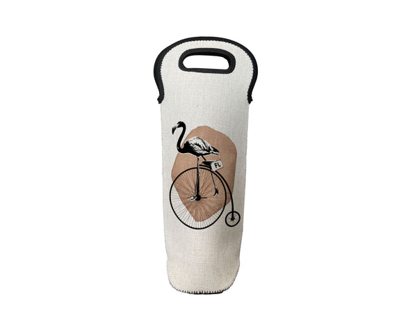 Flamingo Riding Bike Wine Carrier Bottle Holder