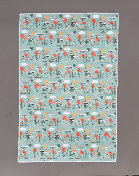 Florida Flamingo Microfiber Kitchen and Hand Tea Towel