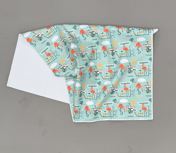 Florida Flamingo Microfiber Kitchen and Hand Tea Towel