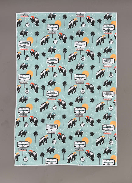 Manatee Floating Club Pattern Microfiber Kitchen and Hand Tea Towel