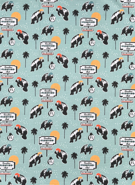 Manatee Floating Club Pattern Microfiber Kitchen and Hand Tea Towel