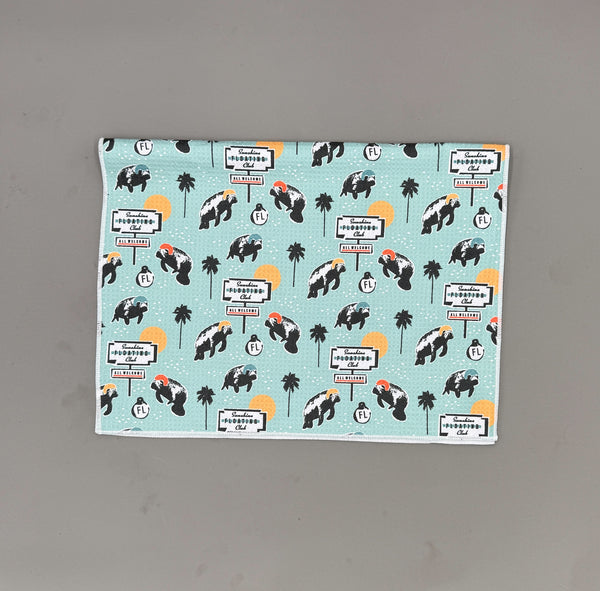 Manatee Floating Club Pattern Microfiber Kitchen and Hand Tea Towel