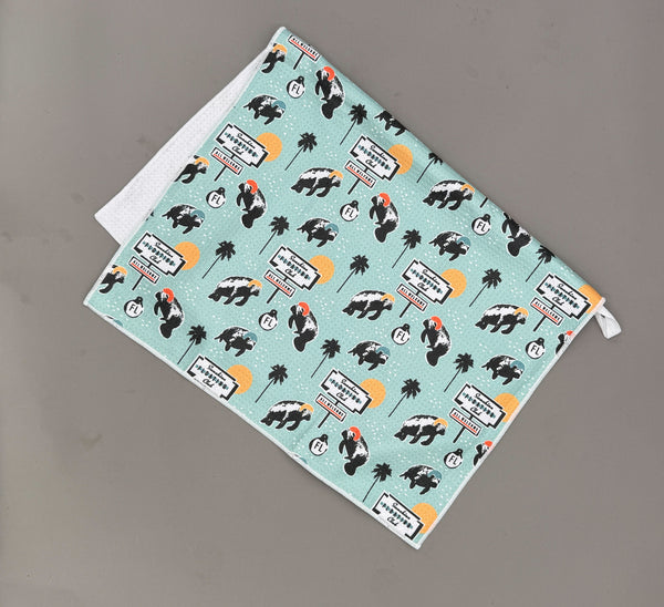 Manatee Floating Club Pattern Microfiber Kitchen and Hand Tea Towel