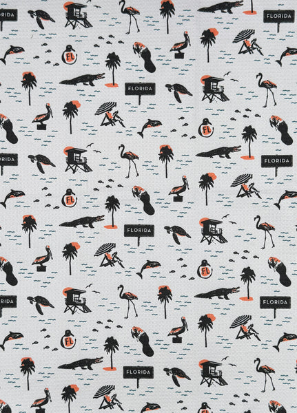 Florida Icons Pattern Microfiber Kitchen and Hand Tea Towel
