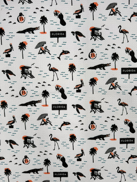Florida Icons Pattern Microfiber Kitchen and Hand Tea Towel