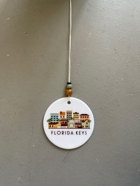Florida Keys Skyline Graphic Ornament | City Scene Tree Decoration | Christmas Xmas Holiday Ornament
