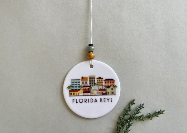 Florida Keys Skyline Graphic Ornament | City Scene Tree Decoration | Christmas Xmas Holiday Ornament
