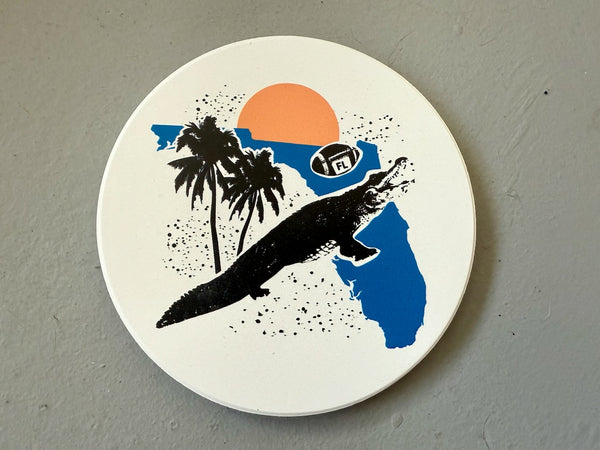 Florida Gators Absorbent Flat Ceramic Coaster with Cork Backing