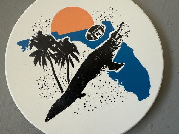 Florida Gators Absorbent Flat Ceramic Coaster with Cork Backing