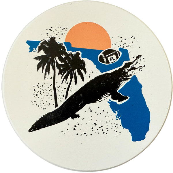 Florida Gators Absorbent Flat Ceramic Coaster with Cork Backing