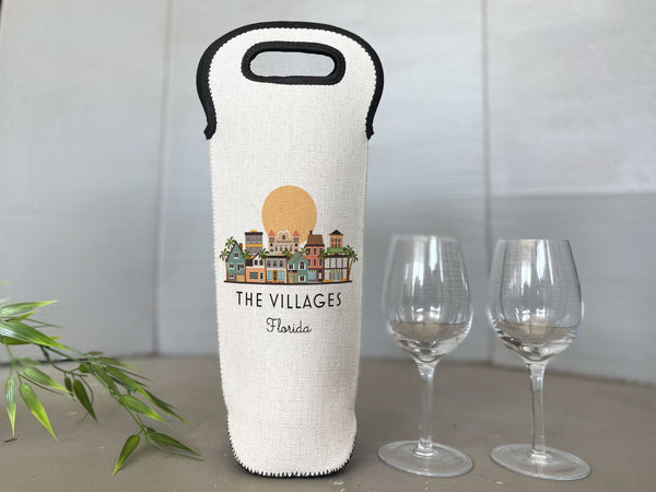 The Villages Florida Skyline Wine Carrier Bottle Tote