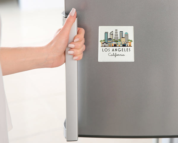 Los Angeles California Skyline Ceramic Fridge Magnet