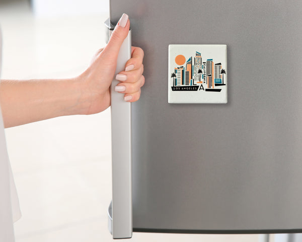 Los Angeles California Geometric Skyline Ceramic Fridge Magnet