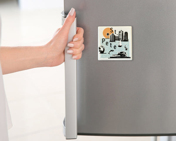 St. Petersburg Florida Collage Skyline Ceramic Fridge Magnet