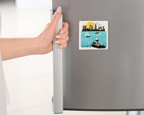 St. Petersburg Florida Photo Collage Skyline Ceramic Fridge Magnet