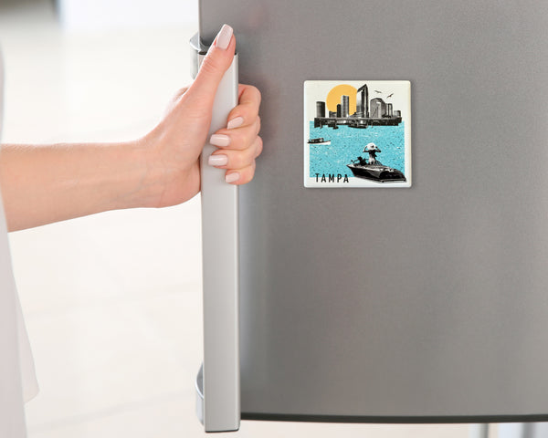 Tampa Florida Photo Collage Skyline Ceramic Fridge Magnet