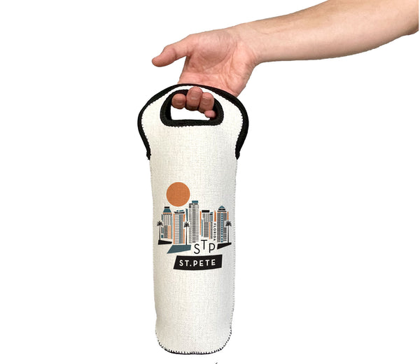 St. Petersburg Florida Geometric Skyline Wine Carrier Bottle Tote Cooler