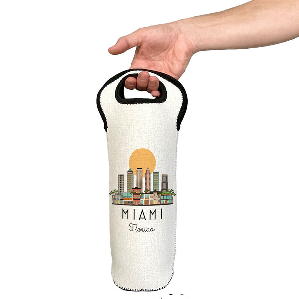 Miami Florida Skyline Wine Carrier Tote Bottle Holder