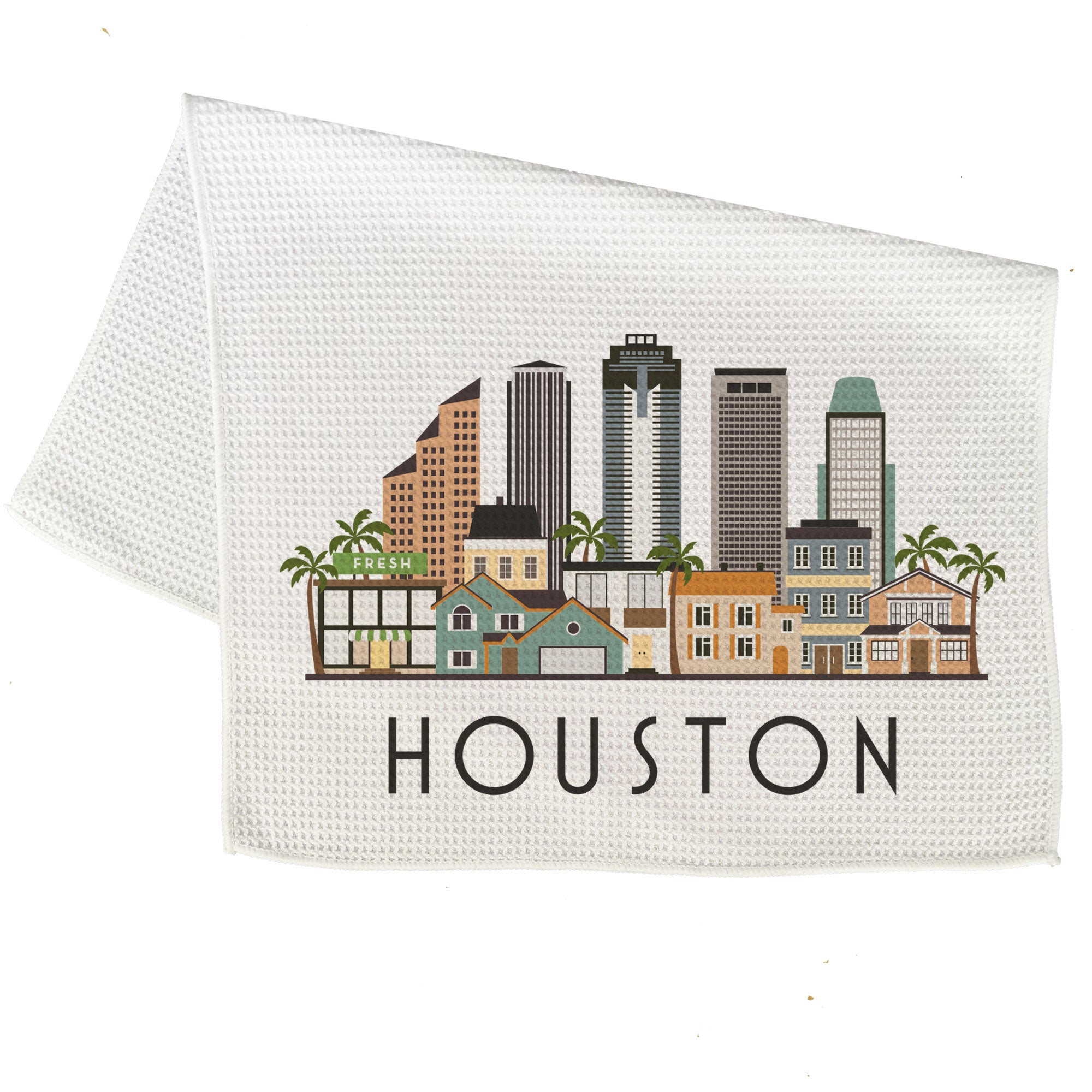 Houston Texas Cityscape Skyline Graphic Microfiber Kitchen Towel Graphic Print