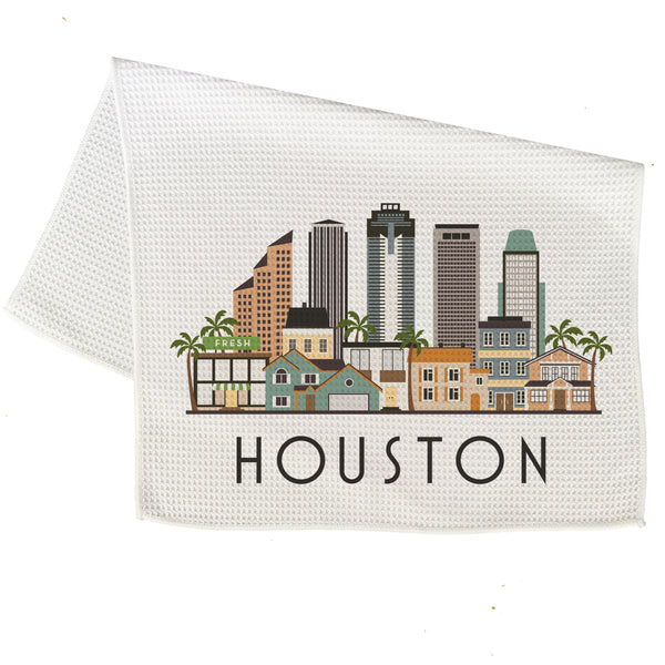 Houston Texas Cityscape Skyline Graphic Microfiber Kitchen Towel Graphic Print