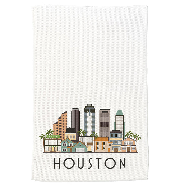 Houston Texas Cityscape Skyline Graphic Microfiber Kitchen Towel Graphic Print