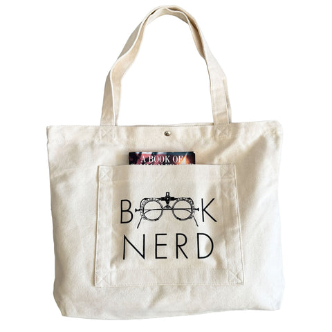 Book Nerd Pocket Tote Bag | Shopping Tote Beach Bag