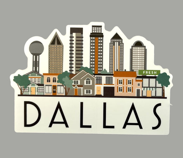 Dallas Texas Cityscape Skyline Graphic Waterproof Magnet | Locker Decoration | Fridge Car Vinyl Magnet