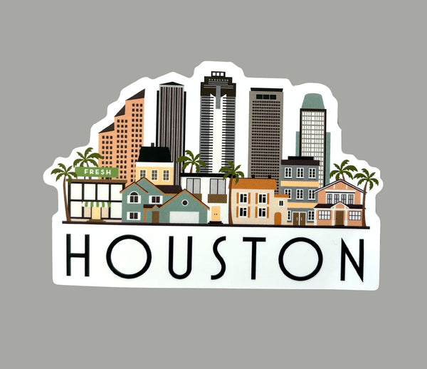 Houston Texas Cityscape Skyline Graphic Waterproof Magnet | Locker Decoration | Fridge Car Vinyl Magnet