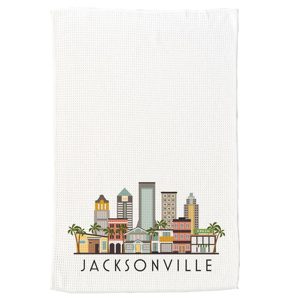 Jacksonville Florida Cityscape Skyline Graphic Microfiber Kitchen Towel Graphic Print