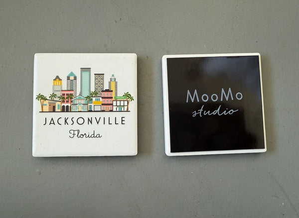 Jacksonville Florida Illustrated Skyline Ceramic Fridge Magnet