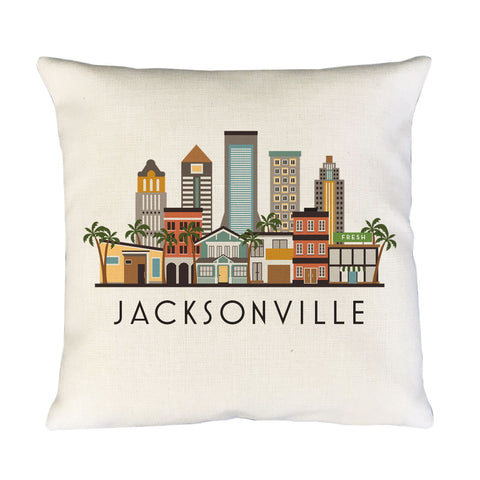 Jacksonville City Pillow Cover | Florida Jax Skyline Decorative Throw Pillow Cushion Sham
