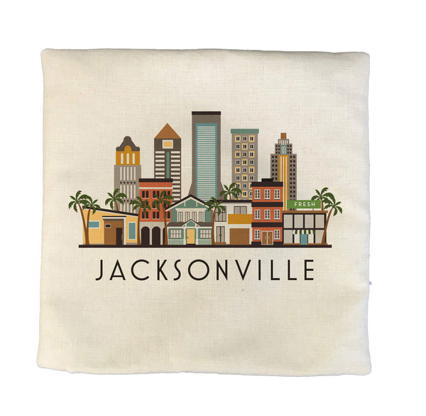 Jacksonville City Pillow Cover | Florida Jax Skyline Decorative Throw Pillow Cushion Sham