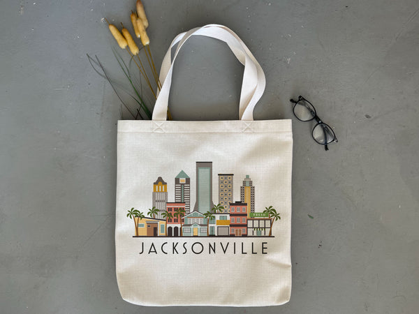 Jacksonville Florida City Skyline Tote Bag | Shopping Tote Beach Bag