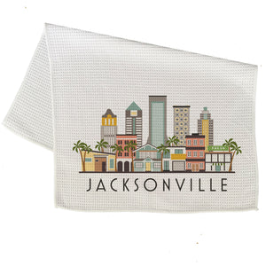 Jacksonville Florida Cityscape Skyline Graphic Microfiber Kitchen Towel Graphic Print