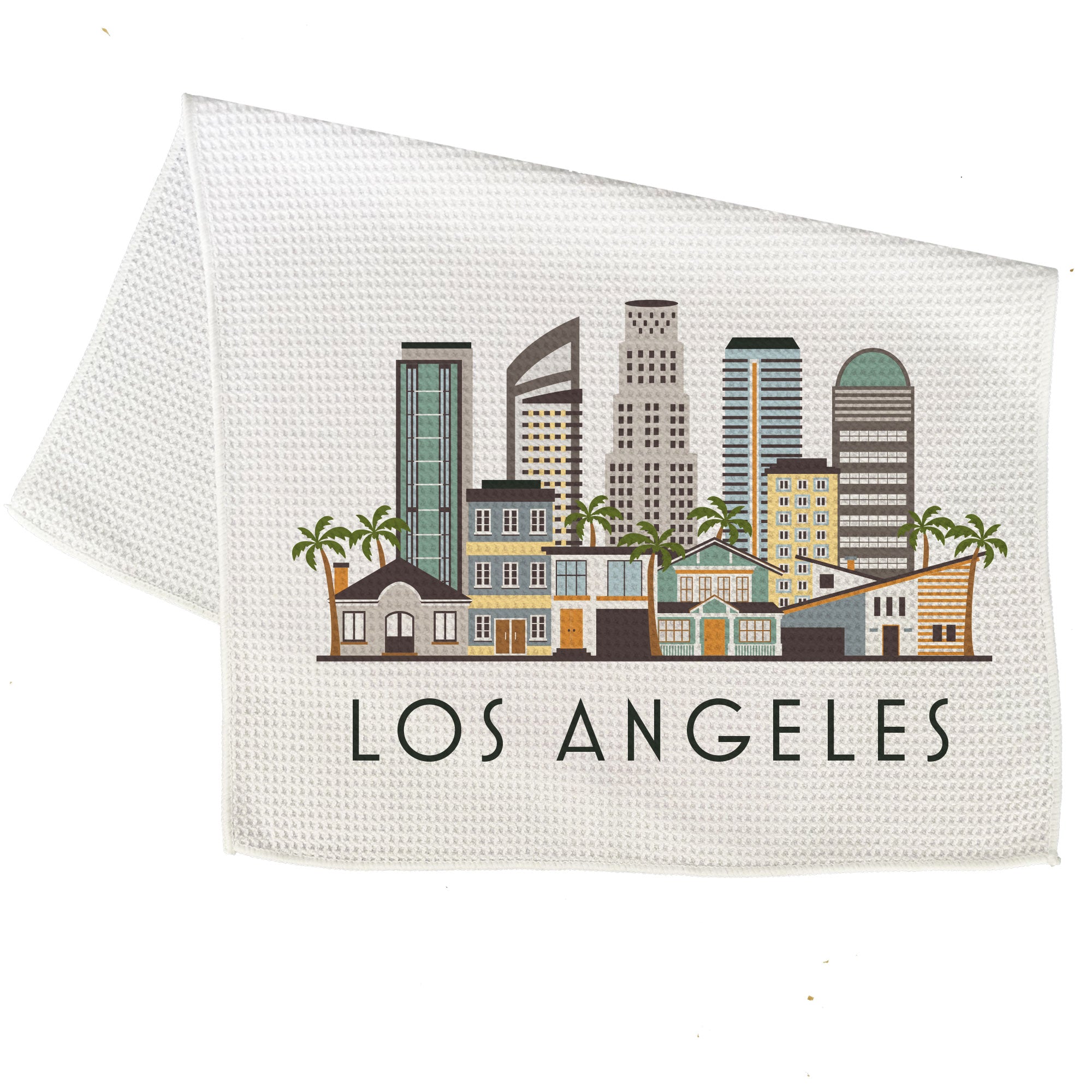 Los Angeles Cityscape Skyline Graphic Microfiber Kitchen Towel Graphic Print