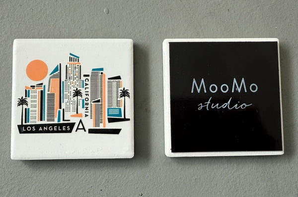 Los Angeles California Geometric Skyline Ceramic Fridge Magnet