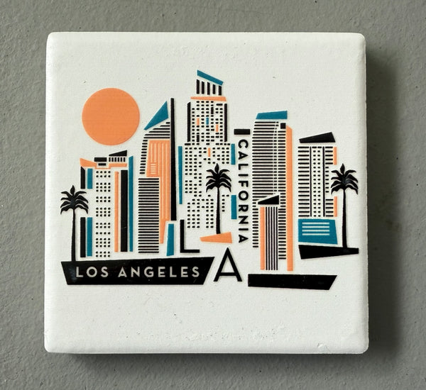 Los Angeles California Geometric Skyline Ceramic Fridge Magnet