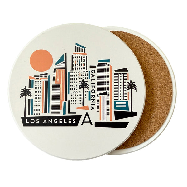 Coaster with Los Angeles design on a white background