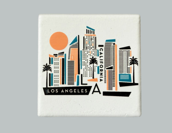 Los Angeles California Geometric Skyline Ceramic Fridge Magnet