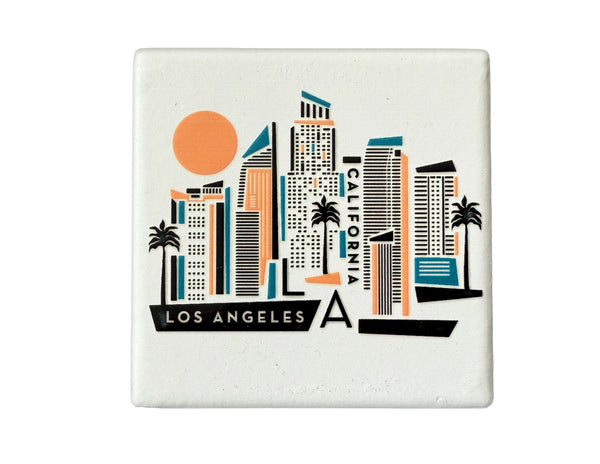 Los Angeles California Geometric Skyline Ceramic Fridge Magnet