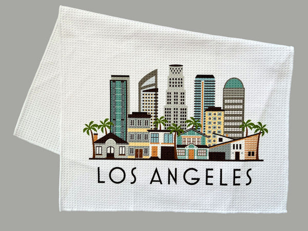 Los Angeles Cityscape Skyline Graphic Microfiber Kitchen Towel Graphic Print