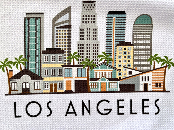 Los Angeles Cityscape Skyline Graphic Microfiber Kitchen Towel Graphic Print