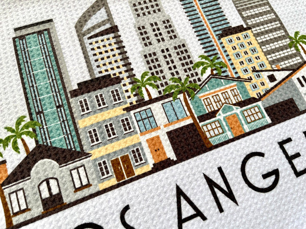 Los Angeles Cityscape Skyline Graphic Microfiber Kitchen Towel Graphic Print