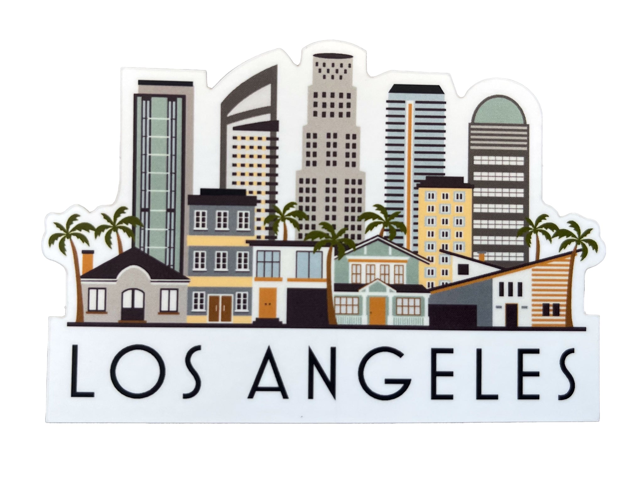Los Angeles California Skyline Graphic Weatherproof Sticker | Water Bottle Sticker | Computer Car Vinyl Sticker