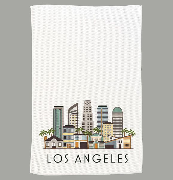 Los Angeles Cityscape Skyline Graphic Microfiber Kitchen Towel Graphic Print