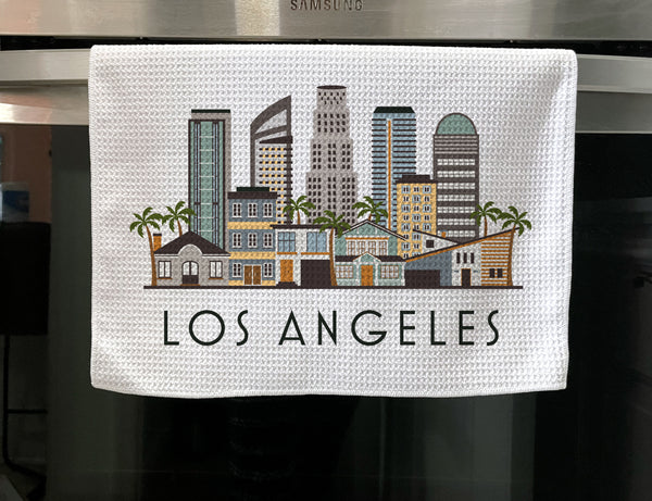 Los Angeles Cityscape Skyline Graphic Microfiber Kitchen Towel Graphic Print