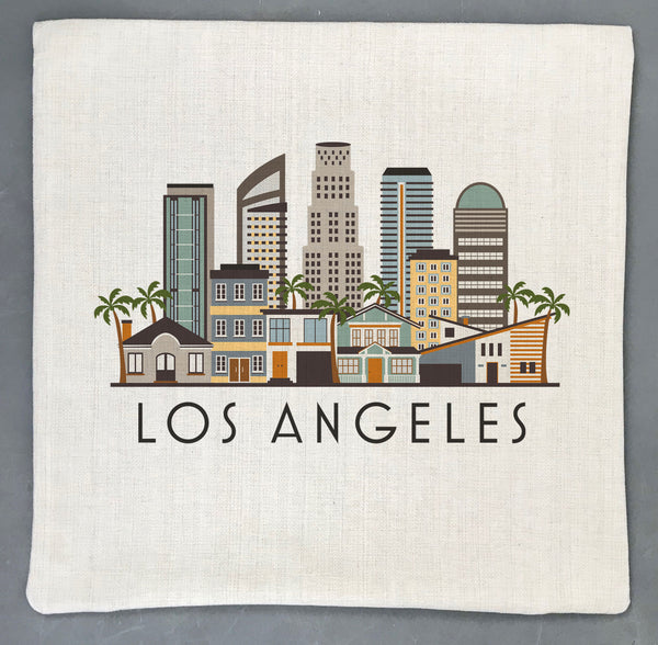 Los Angeles California Skyline Pillow Cover | LA Graphic Decorative Throw Pillow Cushion Sham