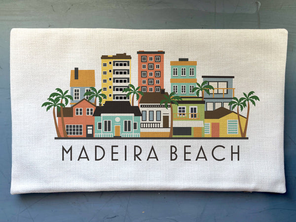 Madeira Beach Graphic Lumbar Pillow Cover | Florida Decorative Throw Pillow Cushion Sham