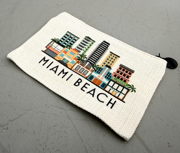 Miami Beach Skyline Flat Zipper Coin Purse Pouch